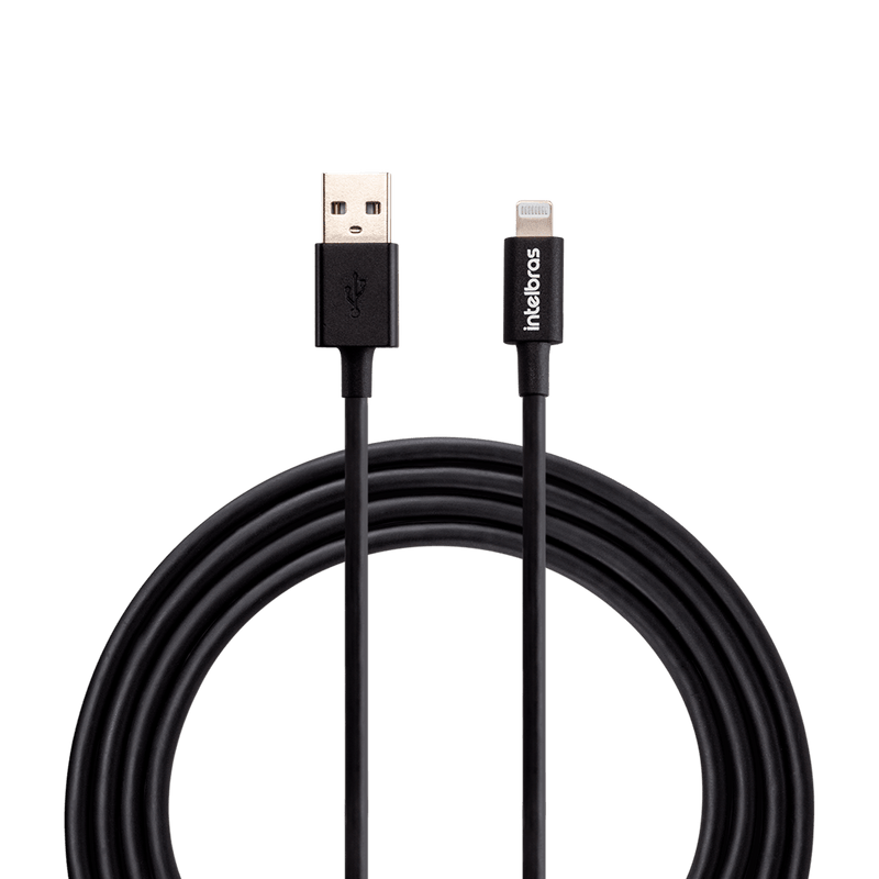 Cabo USB - Lightning 1,2m PVC Preto Intelbras EUAL 12PP