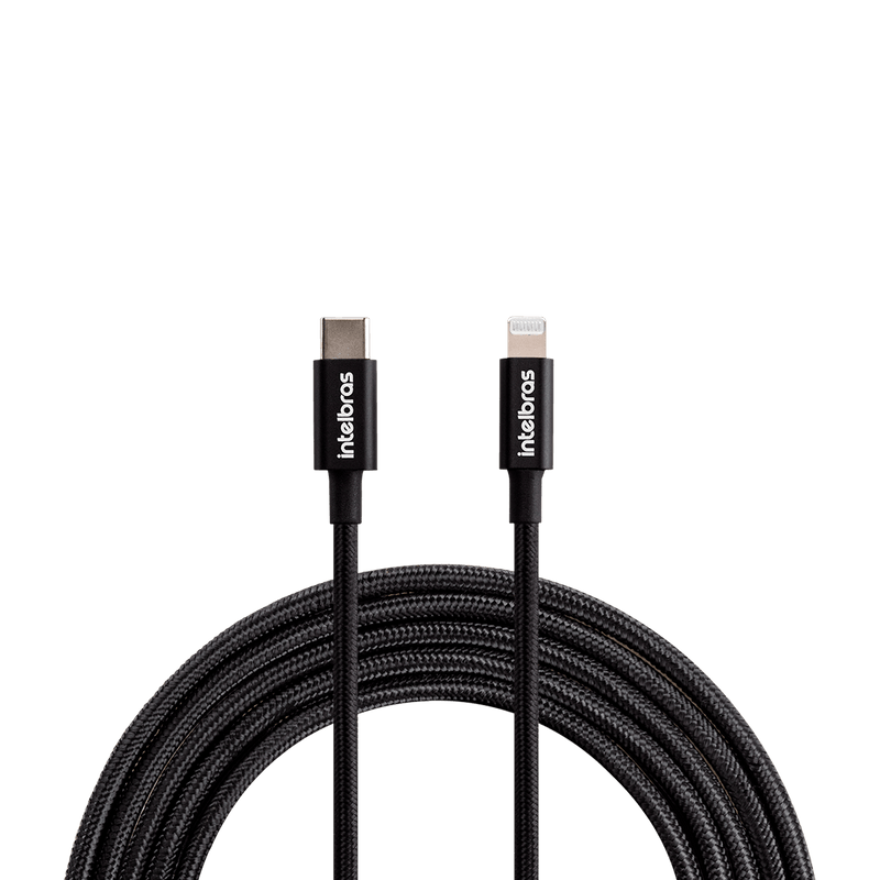 Cabo USB-C - Lightning 1,5m Nylon Preto Intelbras EUCL 15NP