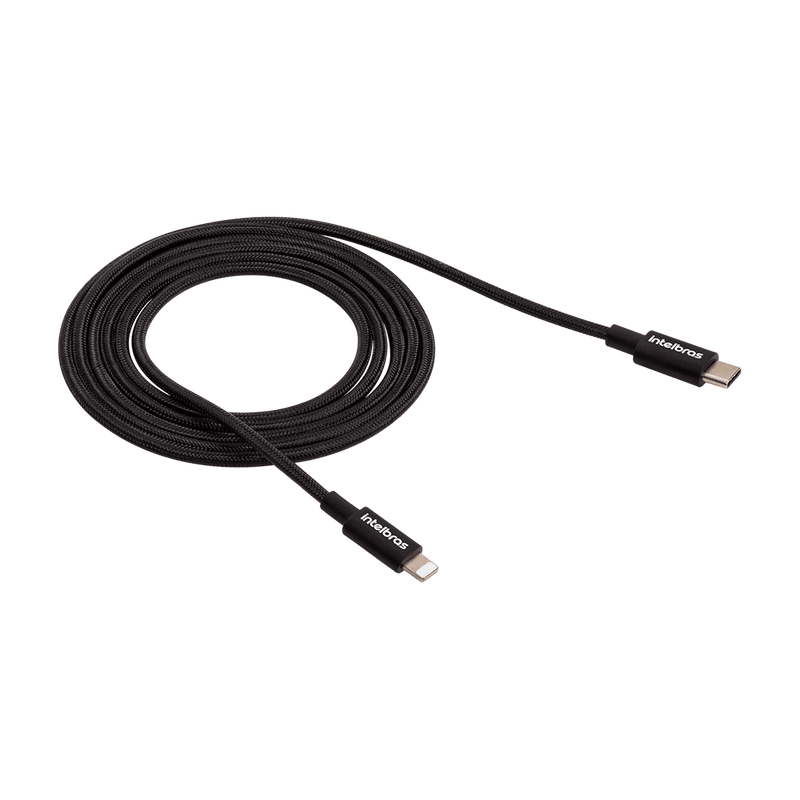Cabo USB-C - Lightning 1,5m Nylon Preto Intelbras EUCL 15NP