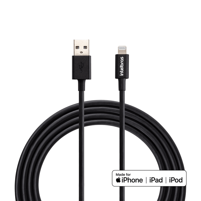 Cabo USB - Lightning 1,2m PVC Preto Intelbras EUAL 12PP
