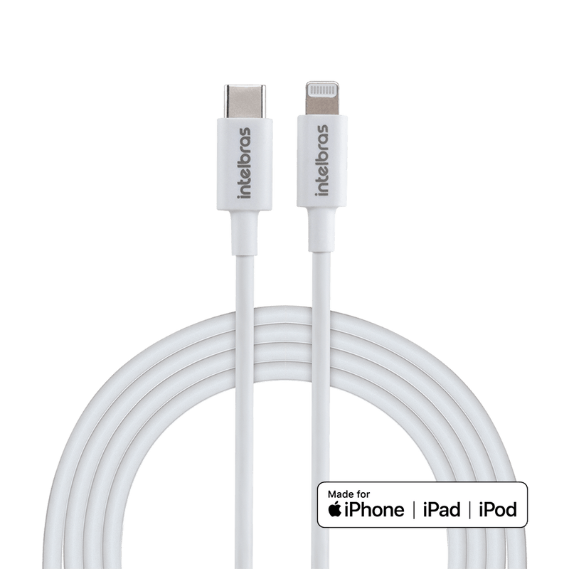 Cabo USB-C - Lightning 1,2m PVC branco Intelbras EUCL 12PB