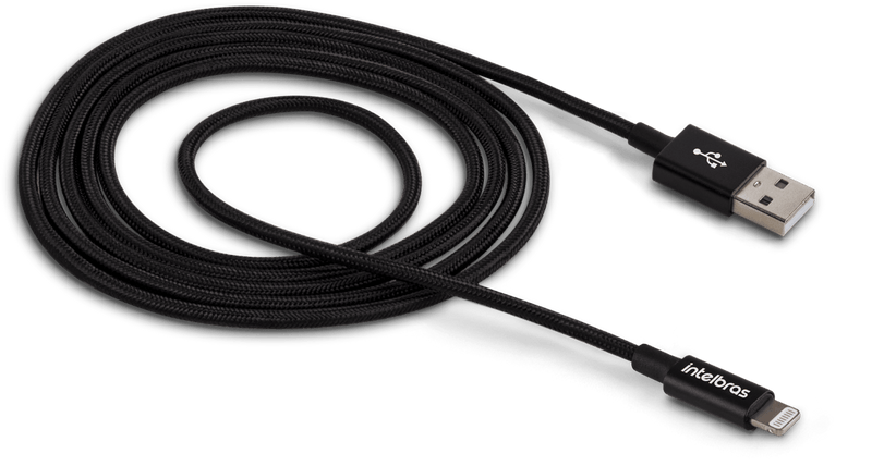 Cabo USB - Lightning 1,5m Nylon Preto Intelbras EUAL 15NP