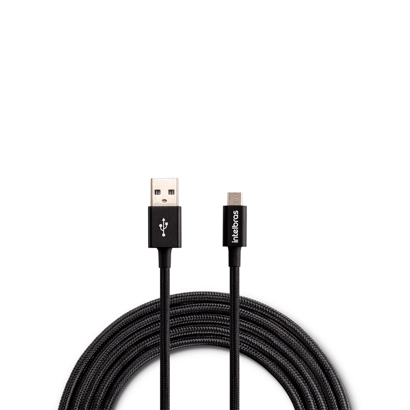 Cabo USB - Micro USB 1,5m Nylon Preto Intelbras EUAB 15NP