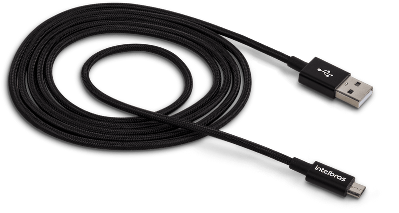 Cabo USB - Micro USB 1,5m Nylon Preto Intelbras EUAB 15NP